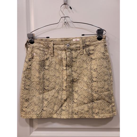 AG Vera Snake Print Denim Mini Skirt - Picture 2 of 8